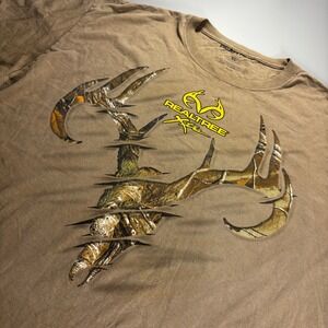 Realtree Xtra Brown‎ T-Shirt Men's XL Deer Antler Graphic Hunting Outdoors